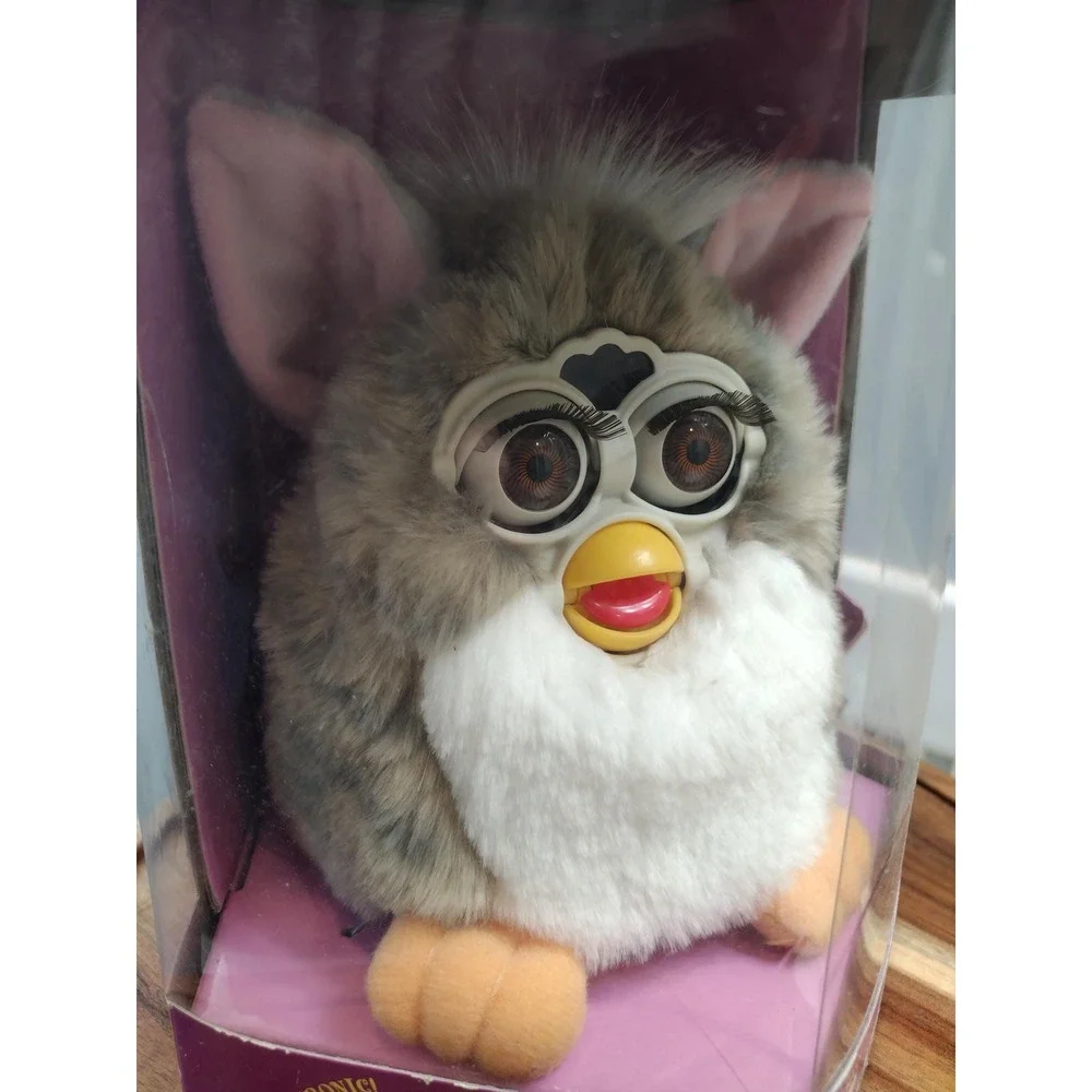 Vintage 1998 Furby Grey and White Church Mouse In Original Box